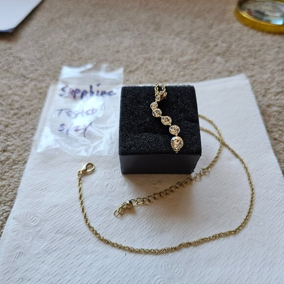 Golden sapphires necklace 18inch - Picture 2 of 5